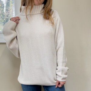 Cream Knit Turtleneck Sweater